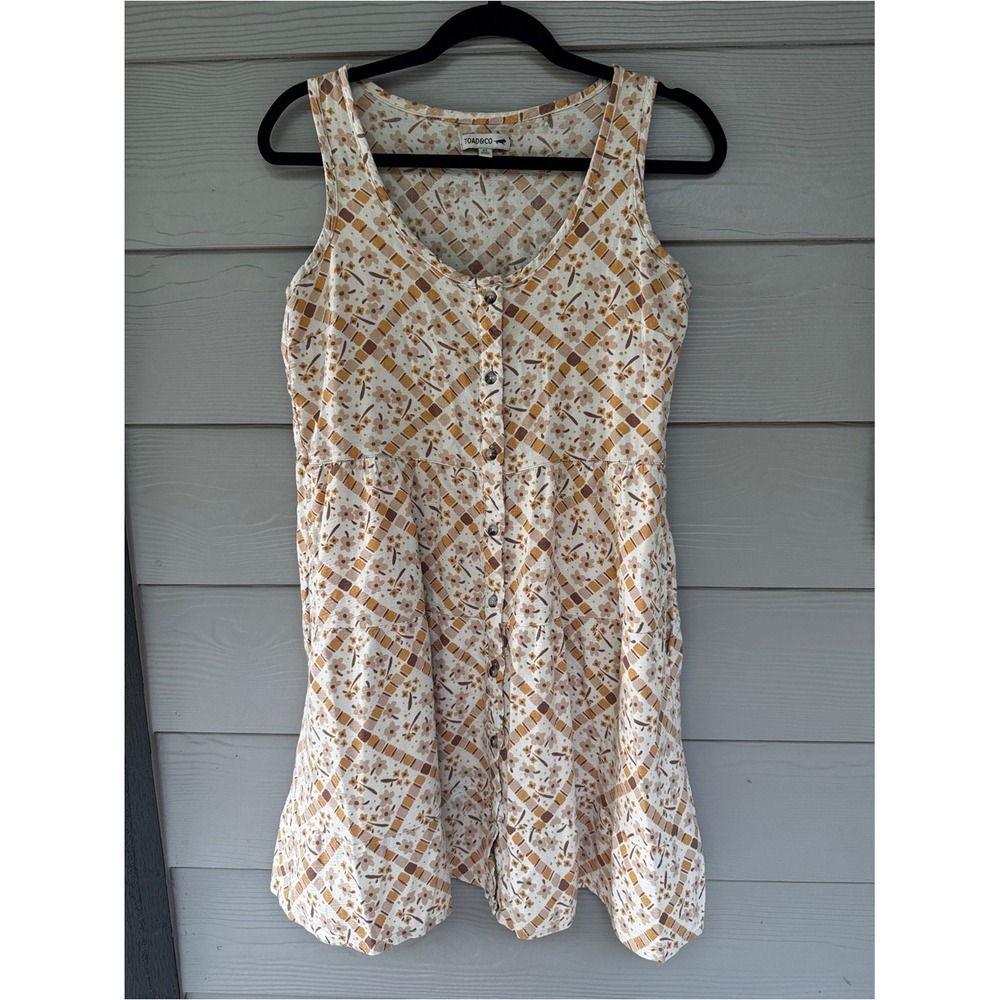 Toad&Co Dress Women's XS Cream Floral Geometric 100% cotton